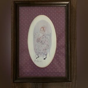 P. Buckley Moss Framed Folk Art Painting with Purple Background